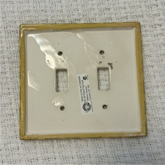 FERN CERAMIC switch plate cover double toggle light switch plate cream green - Picture 8 of 11